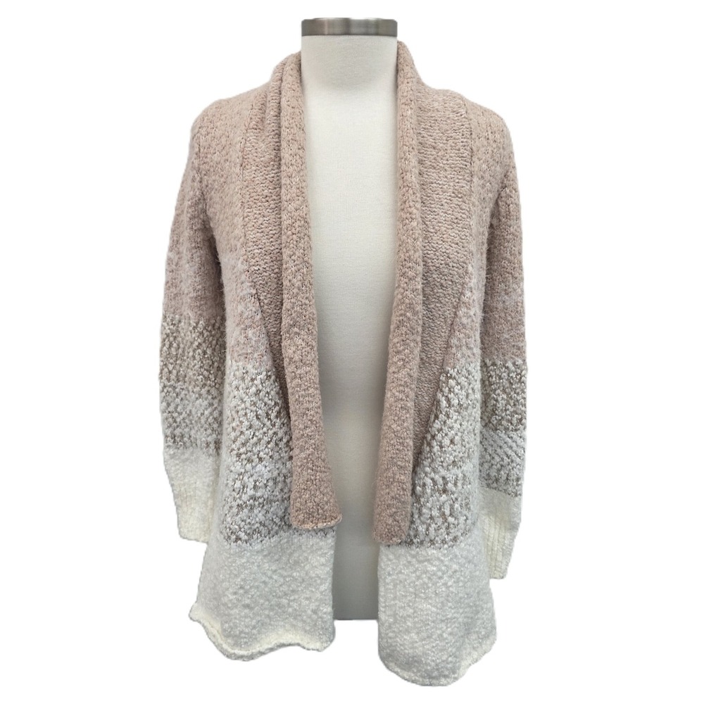 Cupio Womens S Pink White Ombre Knit Open Front‎ Cardigan Sweater Cozy Soft